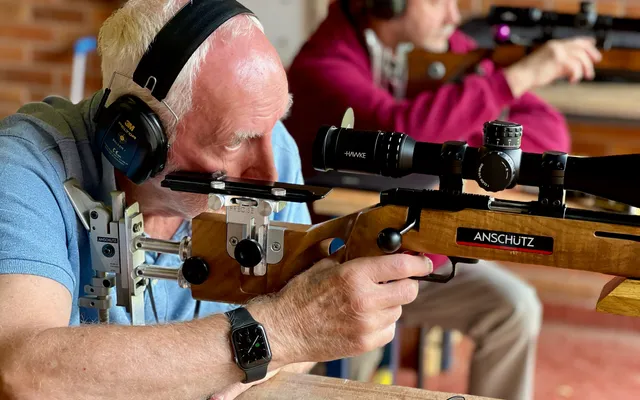 .22LR benchrest rifle on the firing line at Pinhoe TSC.