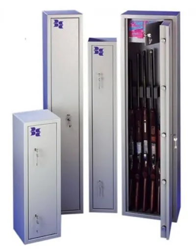 Gun safe — utilitarian metal cabinet and disguised-cabinet variants