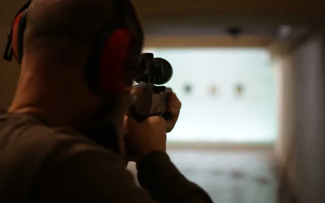 Lightweight sport rifle shooter in the standing position — Pinhoe TSC.